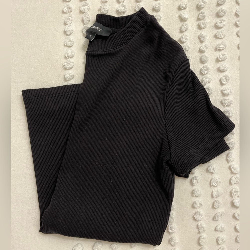 Theory Black Ribbed T-Shirt